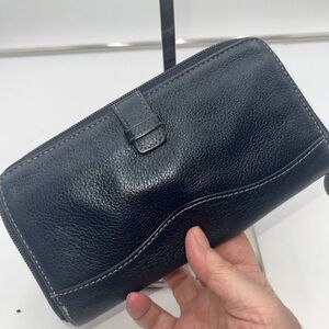 Tignanello Vintage navy Buttery Leather Long Zip around Wallet